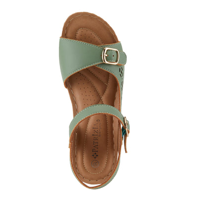 PATRIZIA Spring Step Shantay Wedge Sandals for Women - Ladies Sandals with ankle strap buckle closures - Womens Casuals Sandals for Outdoor - Light Green EU 37 / US 6.5-7