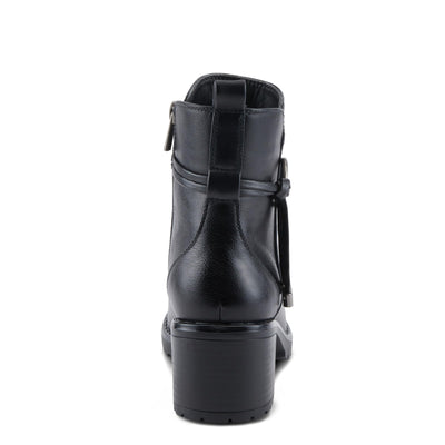 PATRIZIA Women's BRIGGS Heeled Booties with Burnished Finish, Decorative Laces, and Zipper Closure Black EU 41 / US 9.5-10