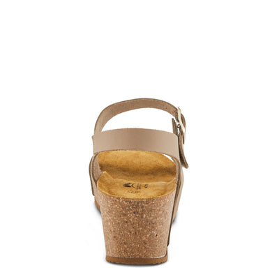 Spring Step BURTON Women's Wedge Sandals - Adjustable Buckle, Supple Leathers, Moldable Footbed Taupe EU 39 / US 8.5