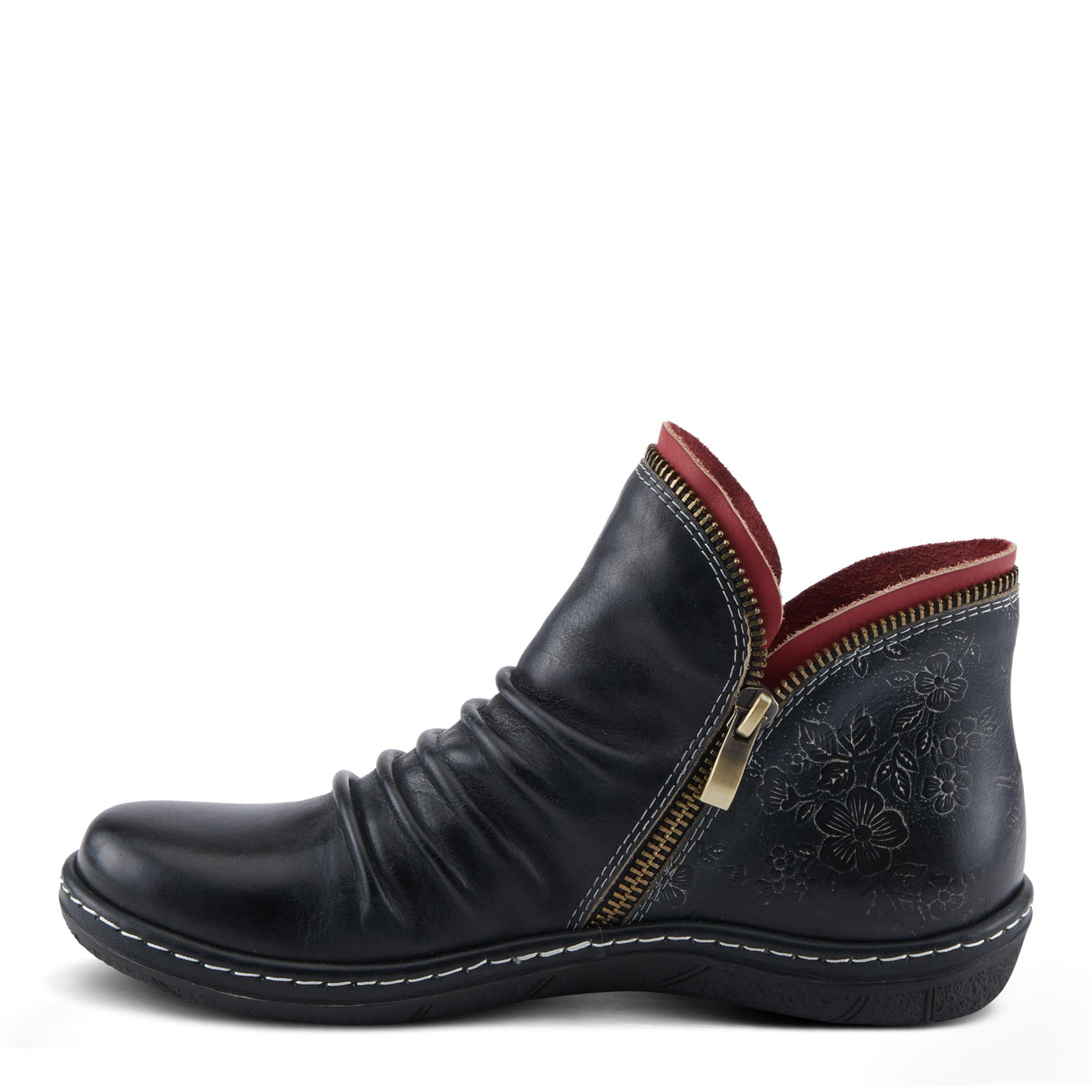 Spring Step L'Artiste Chesapeake Women's Floral Bootie - Painted Flowers, Burnished Leather, Bohemian Style Black EU 39 / US 8.5