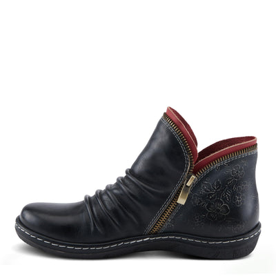 Spring Step L'Artiste Chesapeake Women's Floral Bootie - Painted Flowers, Burnished Leather, Bohemian Style Black EU 40 / US 9