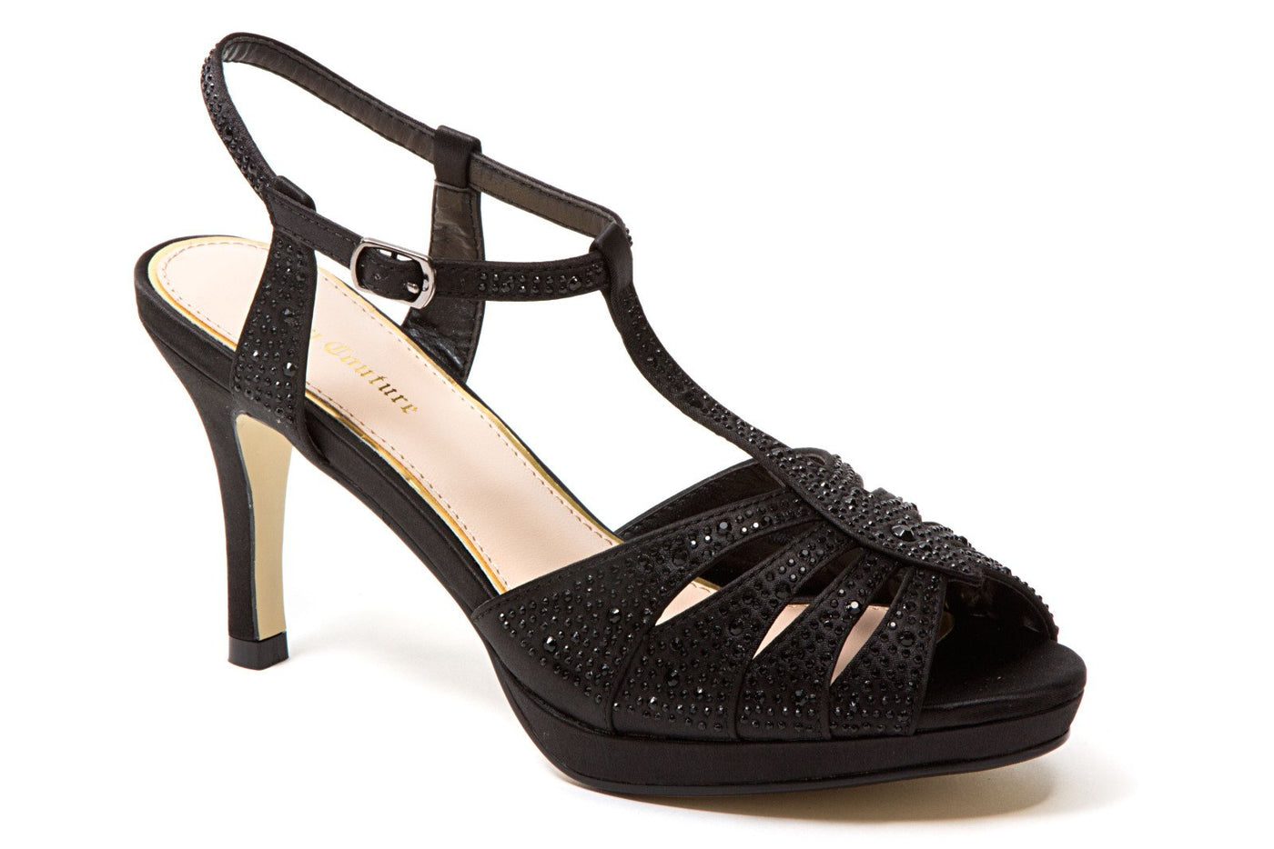 LADY COUTURE Women's Dressy Sandals with Rhinestone, MIDNIGHT Black 40