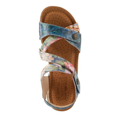 Spring Step L'Artiste Women's COLLETTE Energetic Comfort Sandals | Stylish Asymmetrical Design Blue Multi EU 37 / US 6.5-7