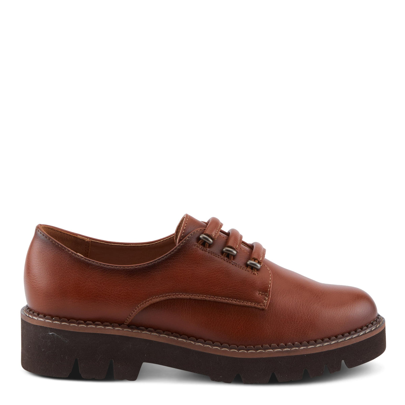 PATRIZIA Women's HAZELINA Oxfords with Burnished Finish, Elastic Laces, and Lightweight EVA Sole Camel EU 37 / US 6.5-7