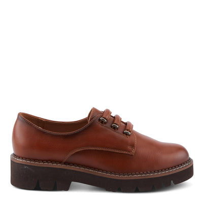 PATRIZIA Women's HAZELINA Oxfords with Burnished Finish, Elastic Laces, and Lightweight EVA Sole Camel EU 37 / US 6.5-7
