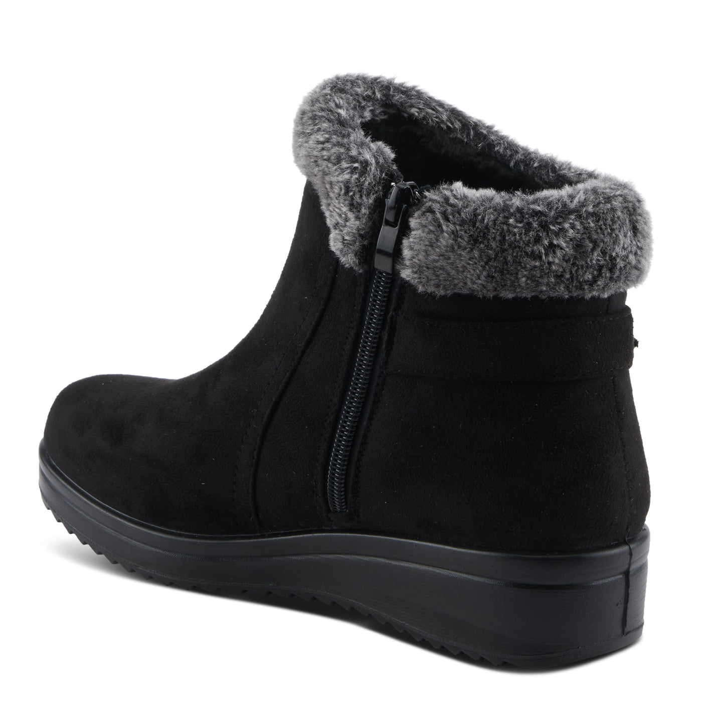 Flexus Santuzza Women's Waterproof Microsuede Bootie with Faux Fur, Flexible Sole, Decorative Buckle, and Zipper Closure – Vegan-Friendly, Cold Weather Comfort
