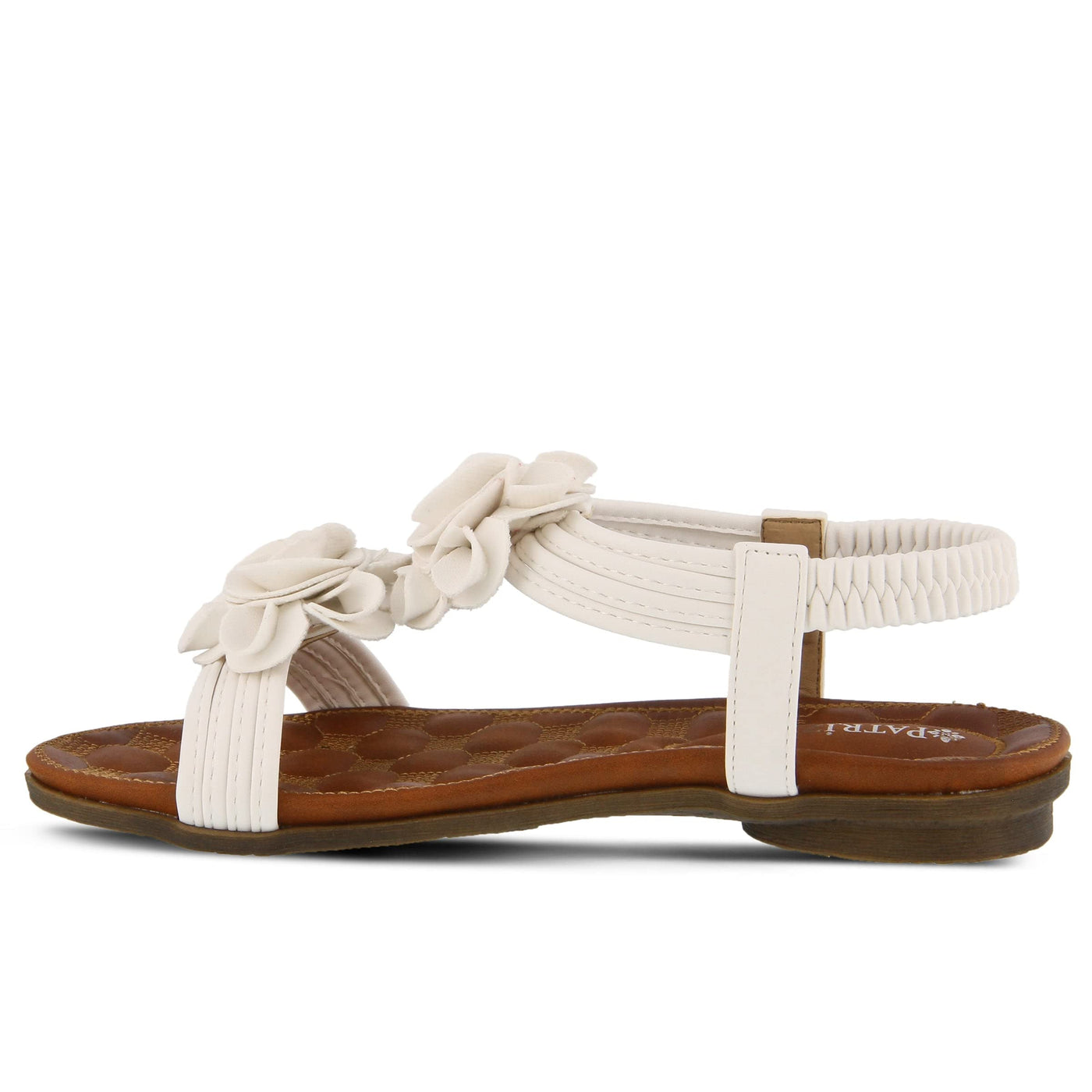 PATRIZIA Spring Step Nectarine Sandals for Womens - Ladies Sandals with Chic Flower Grabbing t-straps - Casuals Womens Sandals with Stretch Back Strap - White US 8.5