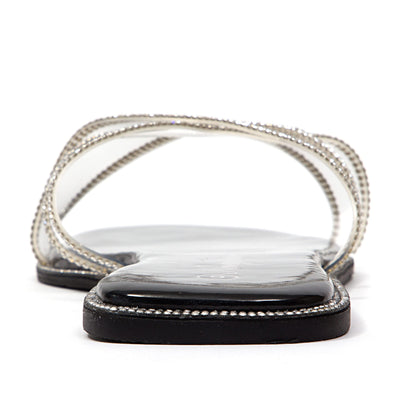 Ninety Union Atlanta Criss Cross Flat Slide With Studded Trim, Black, 12