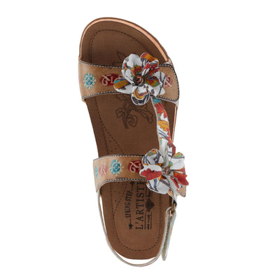 Spring Step L'Artiste Women's ERICA-SPRING Leather Slide Sandals with Decorative Floral Accents White Multi EU 41 / US 9.5-10