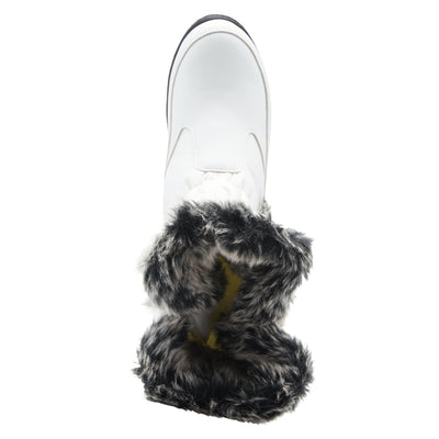 Flexus Spring Step Citywalk Tall Waterproof Winter Boots for Women - Ladies Snow Boots with Cozy Nylon & Faux Fur Lining - Women's Mid-Calf Boots with Zipper Closure - White US 9