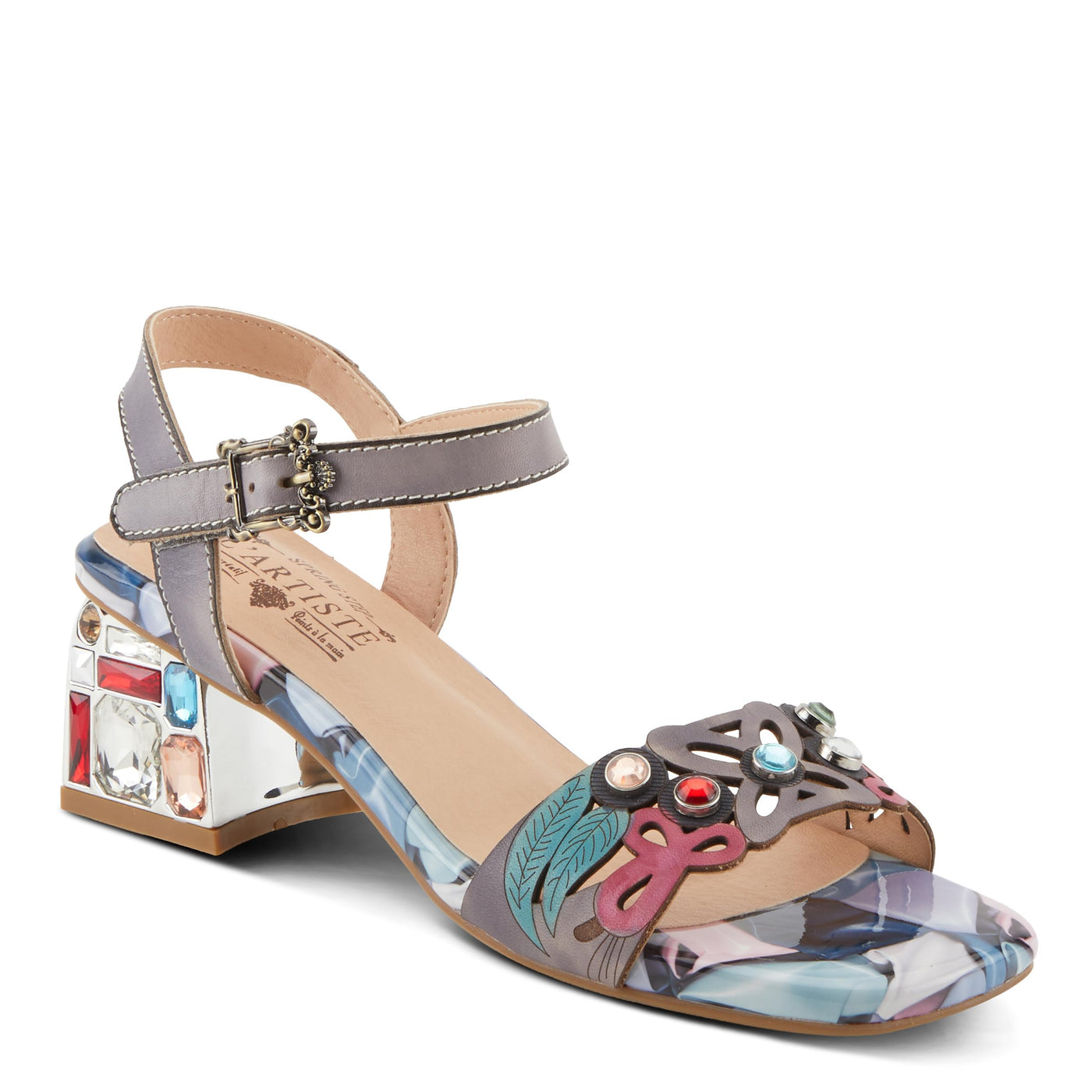 Spring Step L'Artiste Women's ILUMINADA Jewel Heel Sandals - Sparkling Glamour and Sophisticated Comfort