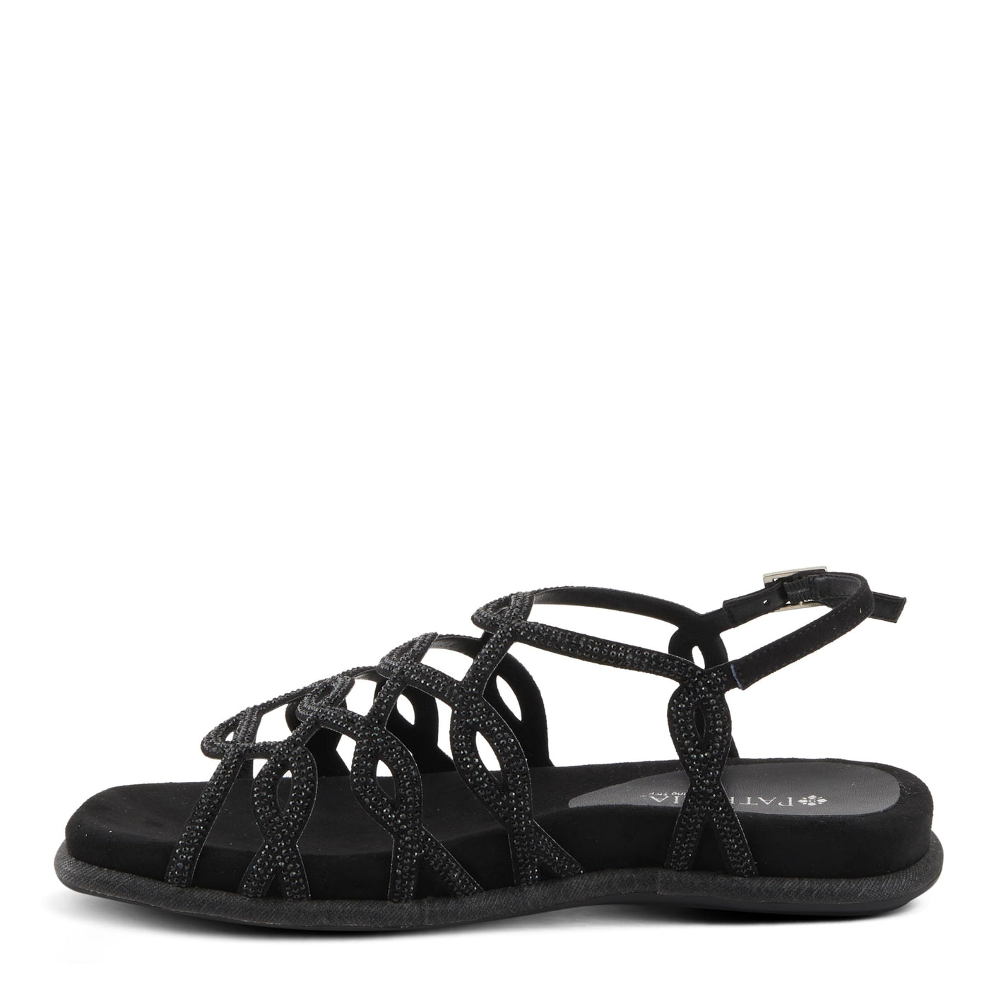 PATRIZIA Women's GLAMGLOSS Flat Sandals Black EU 39 / US 8.5