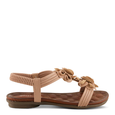 PATRIZIA Spring Step Nectarine Sandals for Womens - Ladies Sandals with Chic Flower Grabbing t-straps - Casuals Womens Sandals with Stretch Back Strap - Beige US 10.5-11