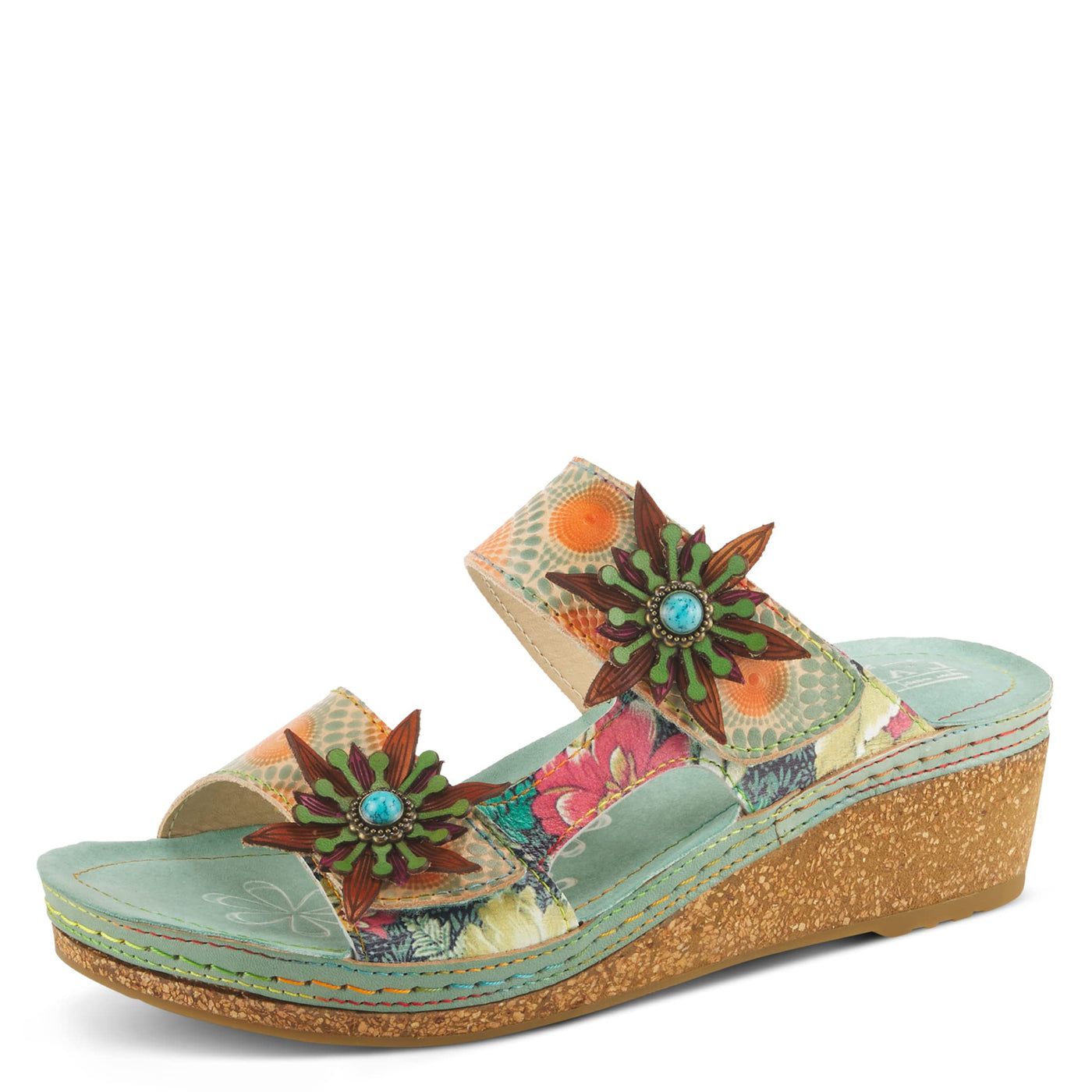 Spring Step L'Artiste Women's Polka Slide Sandals Mint Green Multi EU 37 / US 6.5-7