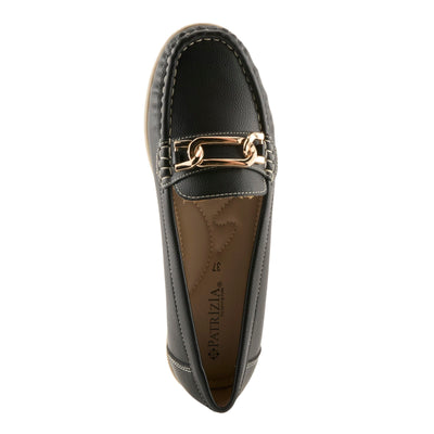 PATRIZIA Women's Azael Slip-On Loafers - Cushioned Footbed, Minimalist Faux Leather Design, Equestrian-Inspired Detail Black EU 38 / US 7.5-8