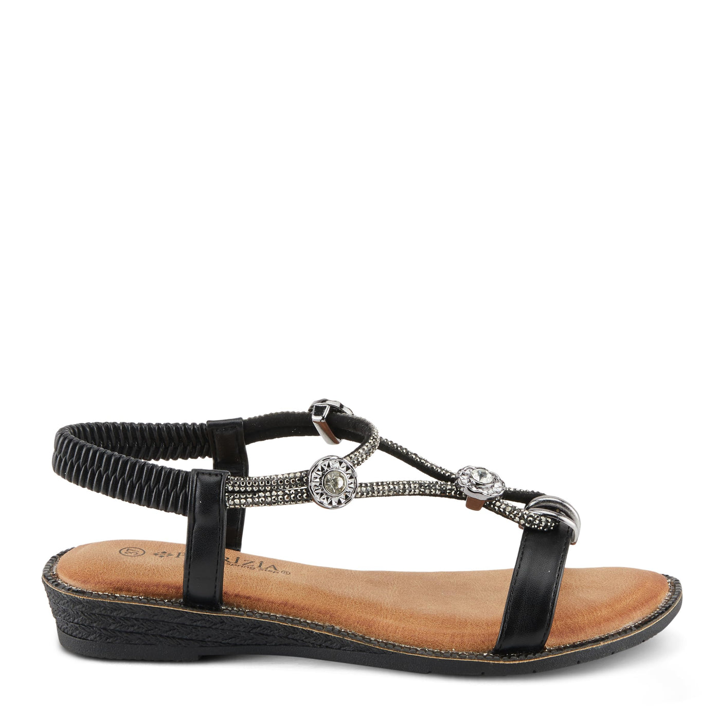 PATRIZIA Women's CHARMER T-Strap Flat Sandals Black EU 38 / US 7.5-8