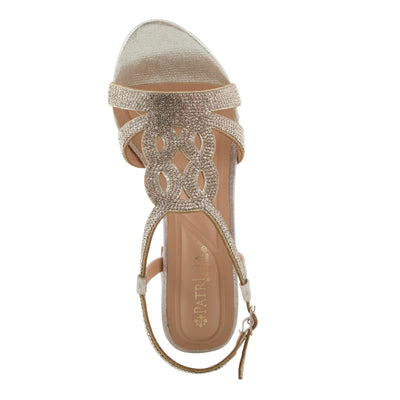 PATRIZIA Women's LILYANA Buckle Block Heel Sandals - T-Strap with Scrollwork Design, Elegant and Comfortable SILVER EU 37 / US 6.5-7