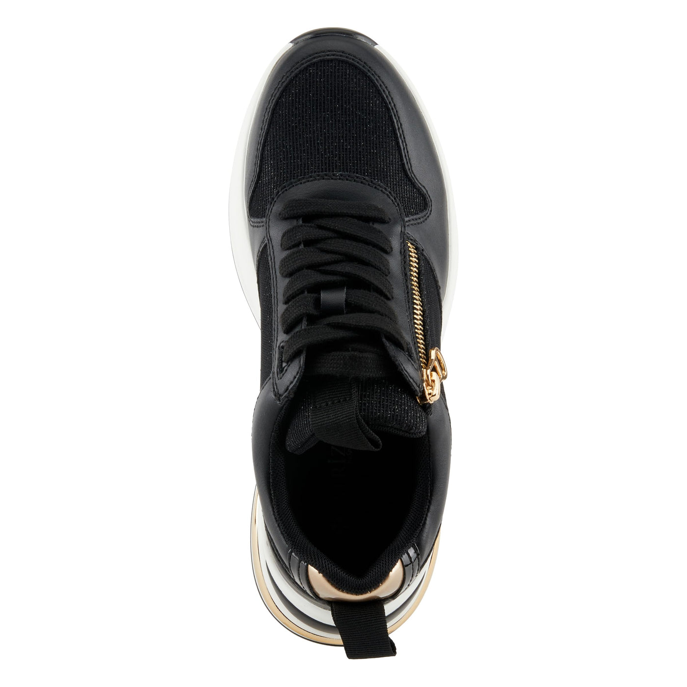 PATRIZIA Women's URSA Platform Sneakers with Sparkling Upper, Gold Metallic Accents, and Comfortable Fit Black EU 40 / US 9