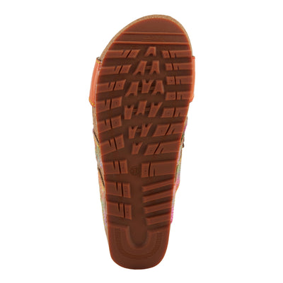 Spring Step L'Artiste Women's LAVONDA - Hand-Painted Floral Sandals with Padded Footbed Orange Multi EU 37 / US 6.5-7