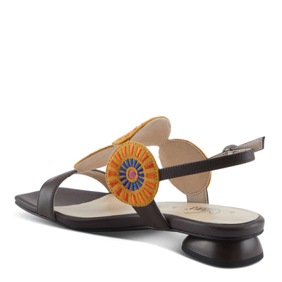 Azura Women's BROIDER Buckle Sandals - Leather Upper, Cushioned Footbed, Adjustable Slingback CHOCOLATE MULTI EU 39 / US 8.5