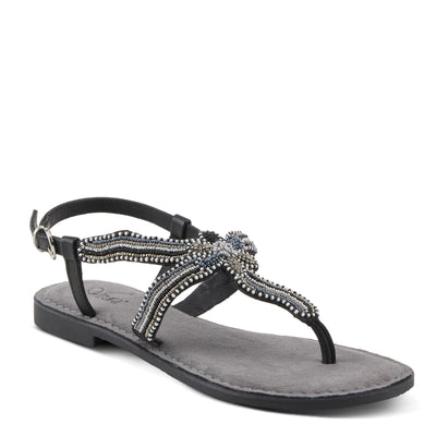 Azura Women's Cartwheel Gladiator Flat Sandal with Jewels and Crystals