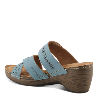 PATRIZIA Women's AURATAY Hook and Loop Demi Wedge Sandals - Cushioned Footbed, Adjustable Fit, Faux Leather Design DENIM BLUE EU 35 / US 5