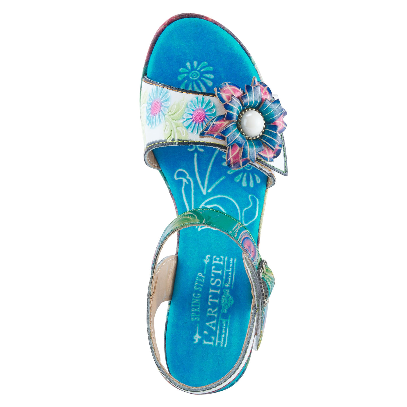Spring Step L'Artiste Women's Leilanie Quarter Strap Sandal White Multi EU 36 / US 5.5-6