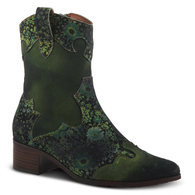 L'Artiste by Spring Step Women's Lady Luck Western Boot, Green Multi Suede, 6.5-7