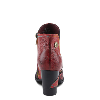 Spring Step L'Artiste Ceja Women's Embossed Floral Bootie - Cap Toe, Eye-Catching Ankle Boots with Unique Patterns Bordeaux Multi EU 35 / US 5
