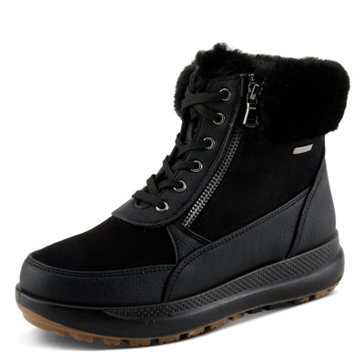Flexus Women's BURRELL Lace-Up Platform Booties with Faux Fur Lining, Zipper Closure, and Cozy Design