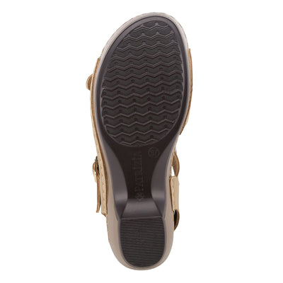 PATRIZIA Spring Step Shantay Wedge Sandals for Women - Ladies Sandals with Ankle Strap Buckle Closures - Womens Casuals Sandals for Outdoor - Tan EU 39 / US 8.5