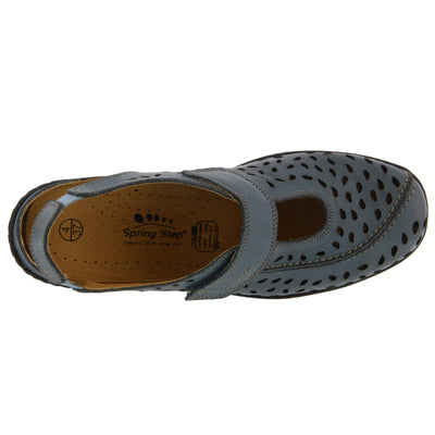 Spring Step Women's Fogo Leather Slingback Shoe Denim Blue