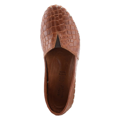 Spring Step Kathaleta-Croco Shoes for Women - Ladies Leather Booties with Rubber Outsole - Comfortable Slip-On Flat Shoes for Womens - Camel EU 38 / US 7.5-8