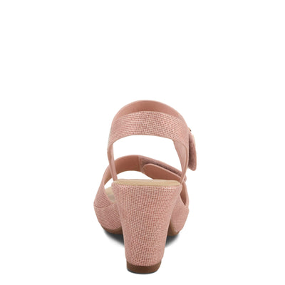 PATRIZIA Women's DADE-WOVEN Hook and Loop Sandals - Textured Faux Leather with Gold Button Accents, Adjustable Fit BLUSH EU 38 / US 7.5-8
