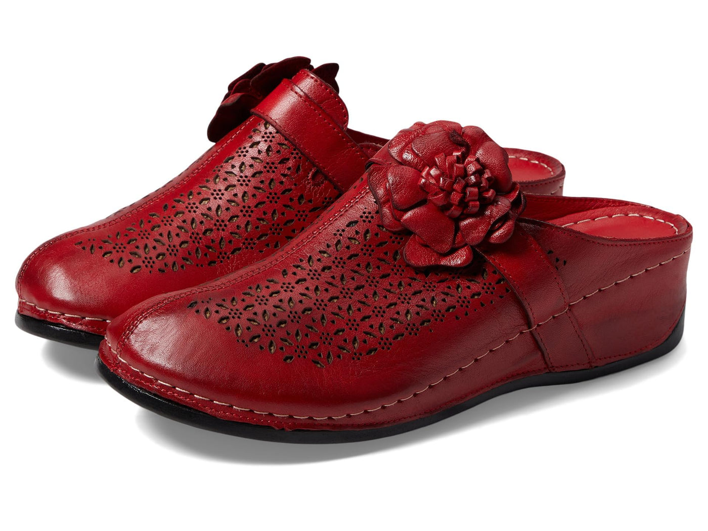 Spring Step Women's Lilybean Leather Clog Red EU 41 / US 9.5-10