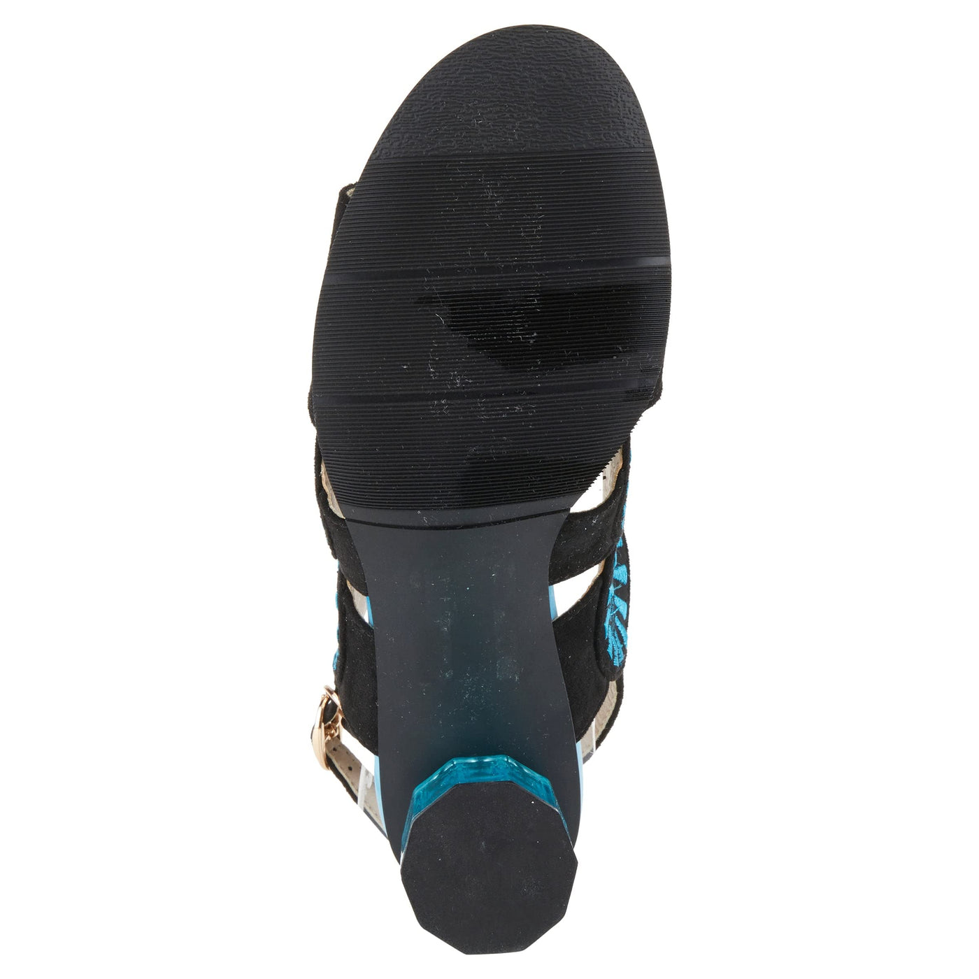 Azura Women's Embroidery Pumps & Heels - Geometric Design, Adjustable Ankle Strap, Transparent Cylindrical Heel