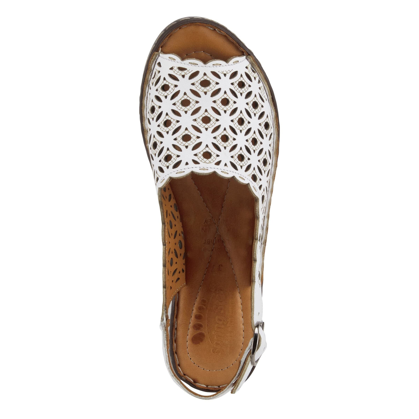 Spring Step Women's Belizana Wedge Sandal, White Leather, 9