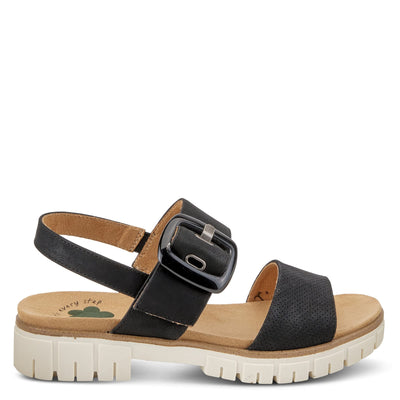 Spring Step Women's Bodonia Slingback Wedge Sandal Black EU 36 / US 5.5-6