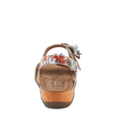 Spring Step L'Artiste Women's ERICA-SPRING Leather Slide Sandals with Decorative Floral Accents