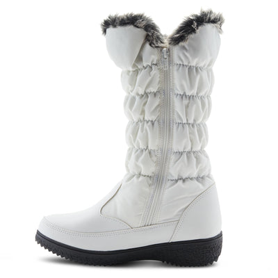 Flexus Spring Step Citywalk Tall Waterproof Winter Boots for Women - Ladies Snow Boots with Cozy Nylon & Faux Fur Lining - Women's Mid-Calf Boots with Zipper Closure - White US 9