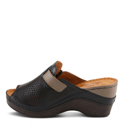 Spring Step MOMELLE Women's Perforated Leather Wedge Slide Sandals - Chic Style, Comfortable Elegance Black Multi EU 39 / US 8.5