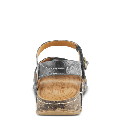 Spring Step L'Artiste Popular Sandals for Women - Ankle Strap Sandal with Hook & Loop - Hand Painted Ladies Sandals for Womens - Black EU 41 / US 9.5-10