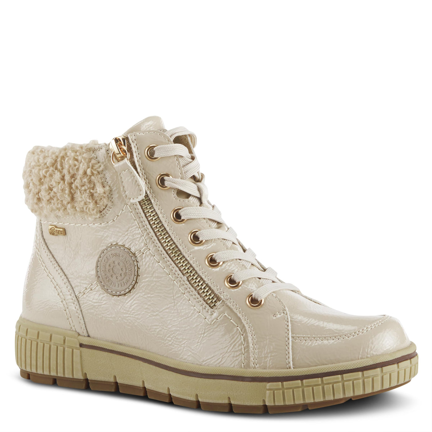 Spring Step Women's Alps Lace-Up Sneaker Beige Patent EU 40 / US 9