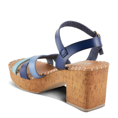 PATRIZIA Women's SANDRINE Quarter Strap Cork Platform Sandals Blue Multi EU 41 / US 9.5-10