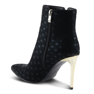 Azura Women's LUMINOUS Stylish Ankle Booties with Shimmer Finish, Comfortable Block Heel, and Zipper Closure