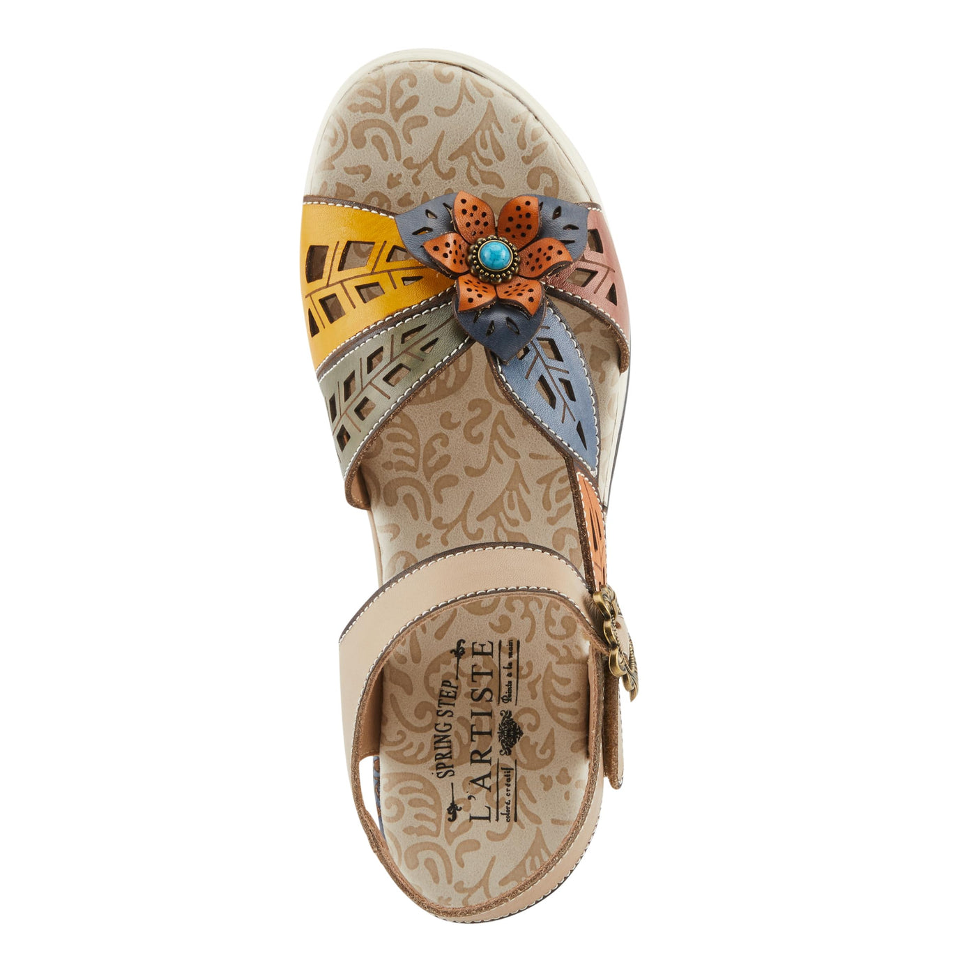 Spring Step L'Artiste Women's ALORA - Hand-Painted Lightweight Athleisure Sandals for Women Light Beige Multi EU 35 / US 5