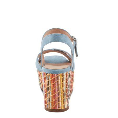 PATRIZIA Women's RAINBOWFUN Multicolor Quarter Strap Wedge Sandals Blue EU 42 / US 10.5-11