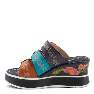 Spring Step L'Artiste Women's CALIGAL Hand-Painted Lightweight Platform Wedges Navy Multi EU 40 / US 9