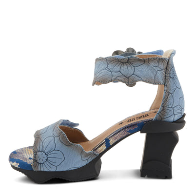 Spring Step L'Artiste Women's SUPERCOOL Heeled Sandals - Embossed Design, Hook and Loop Closure Blue EU 39 / US 8.5