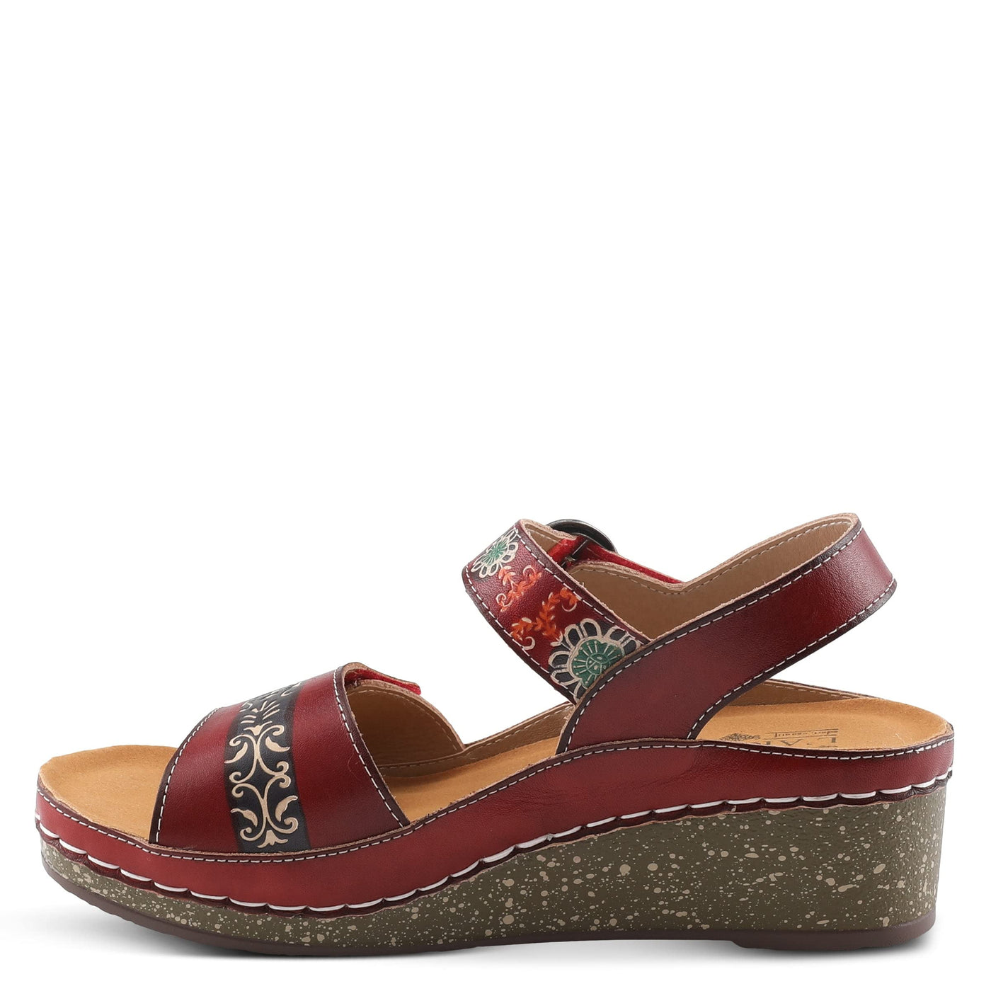 Spring Step L'Artiste Women's Roshni Wedge Sandal Red Multi EU 40 / US 9
